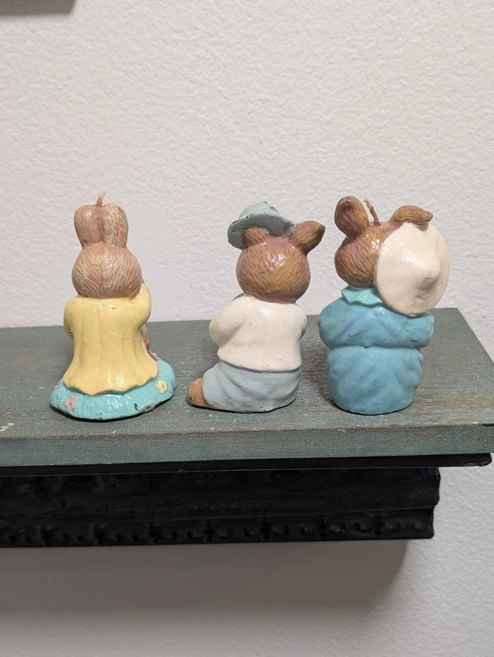 Vintage Lot of 3 Bunny Rabbits Pastel Waxed Unused Candles Spring Summer Easter